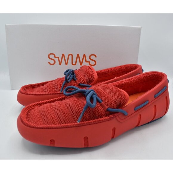 SWIMS Mens Size 8 Red Ensign Blue Slip On Terry Knit Loafers Shoes - Picture 1 of 11